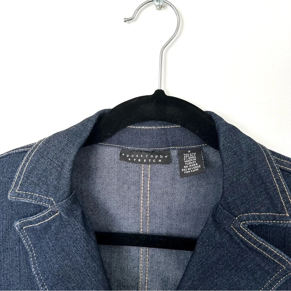 Apostrophe Stretch Fit Light Denim Jean Jacket Size 2 - Picture 3 of 5